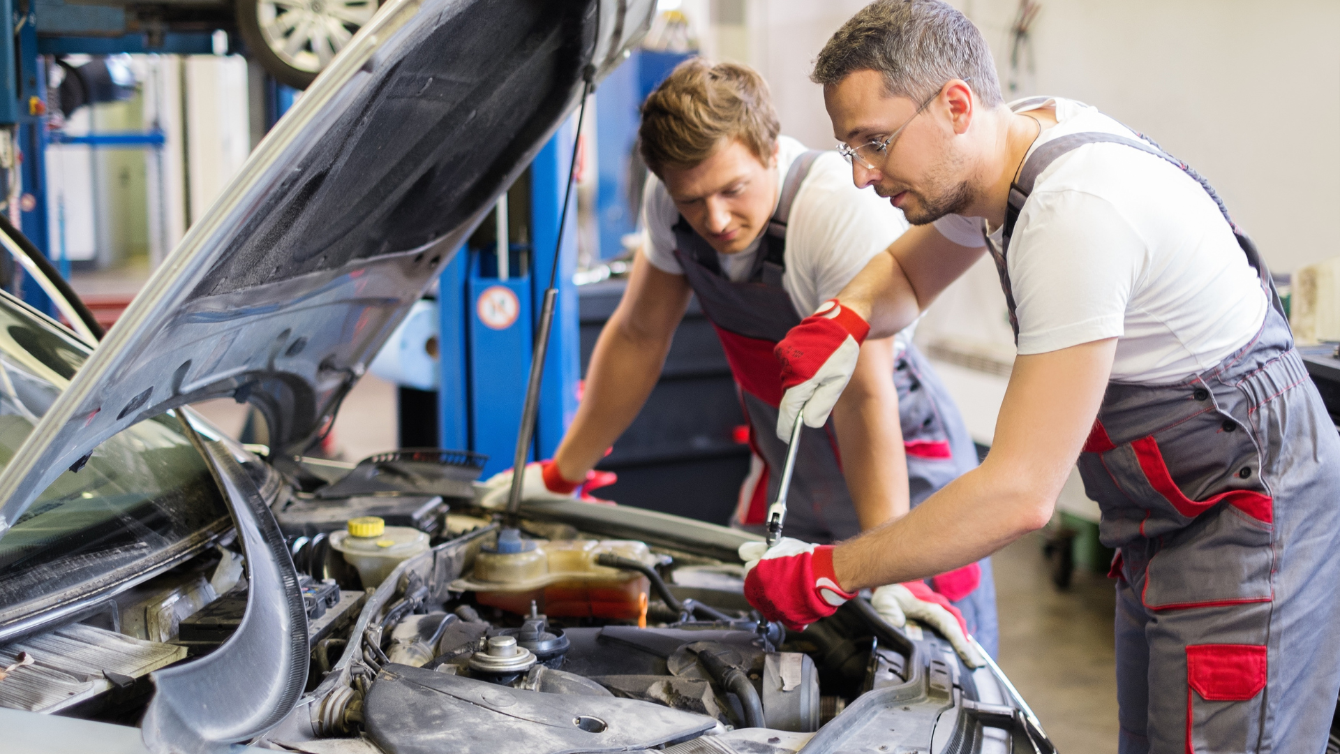 Mechanic working on car maintenance